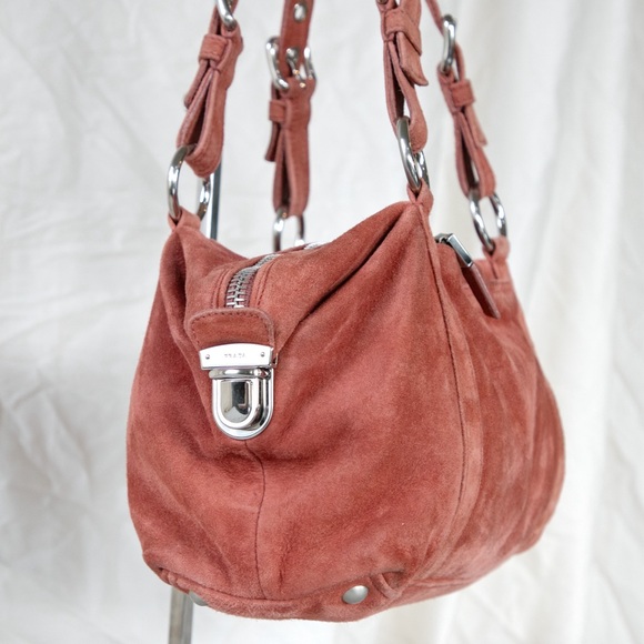 Prada Peach Suede Shoulder Bag - Picture 4 of 13